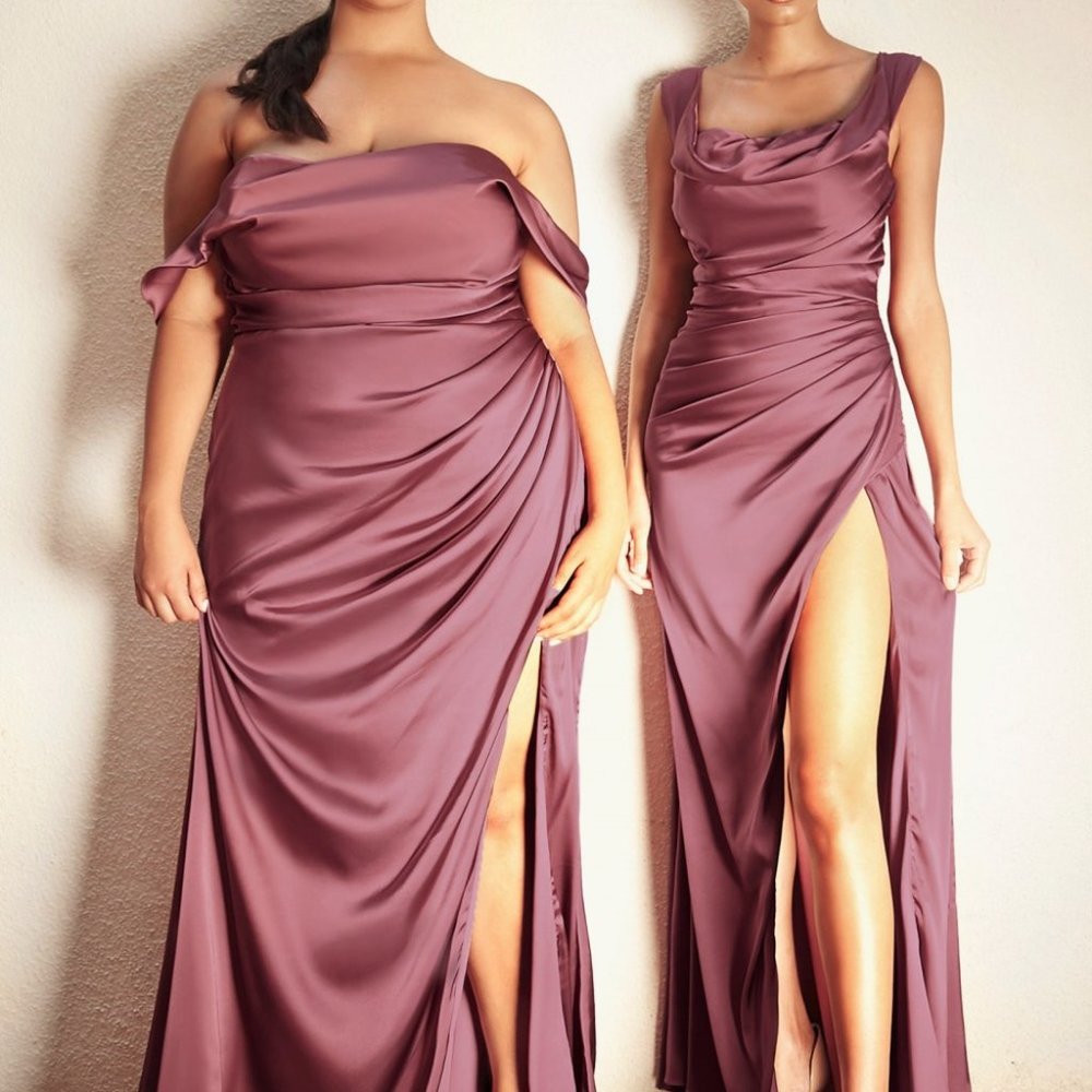 Mauve Rose Evening Party Off Shoulder Wedding Prom Long Maxi Dress Gown  CD7488